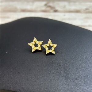 Avon Gold Star Earrings with Rhinestones